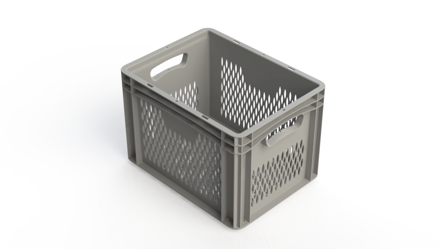 Přepravka Basicline 2742.3300 šedá, OÚ, perforovaná